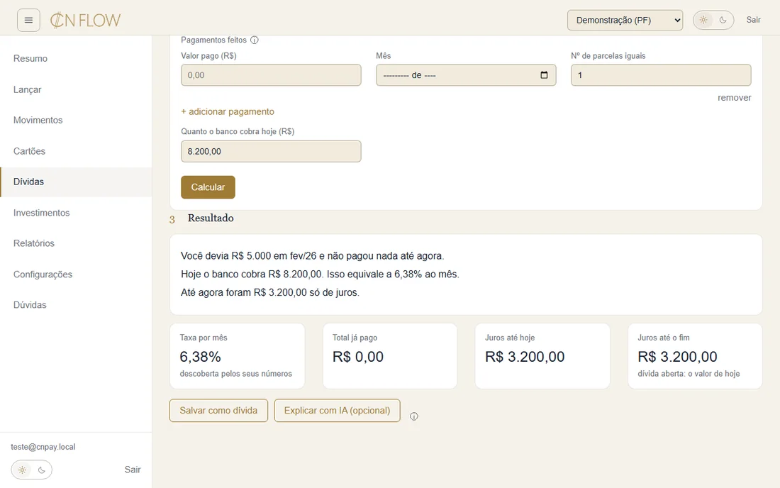 Dívidas em modo simples